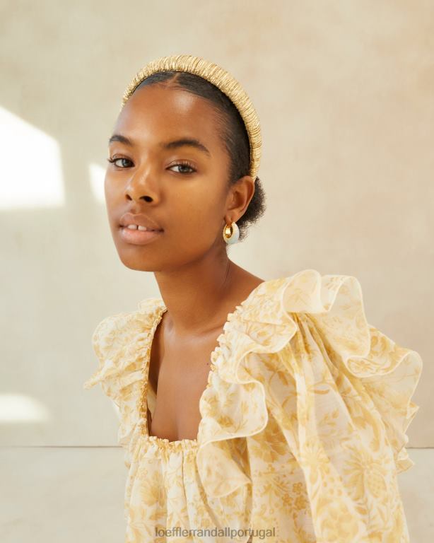 Loeffler Randall mulheres faixa de cabelo marinada acessórios ouro FF0JR138