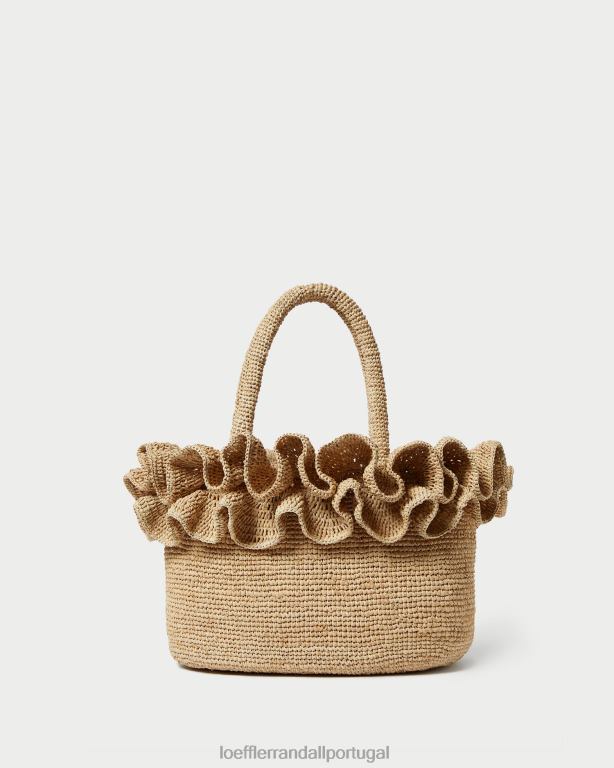 Loeffler Randall mulheres bolsa lori ráfia com babados bolsas natural FF0JR322