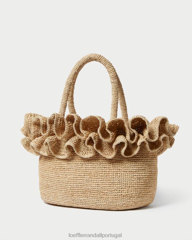 Loeffler Randall mulheres bolsa lori ráfia com babados bolsas natural FF0JR322