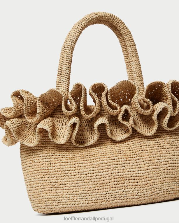 Loeffler Randall mulheres bolsa lori ráfia com babados bolsas natural FF0JR322