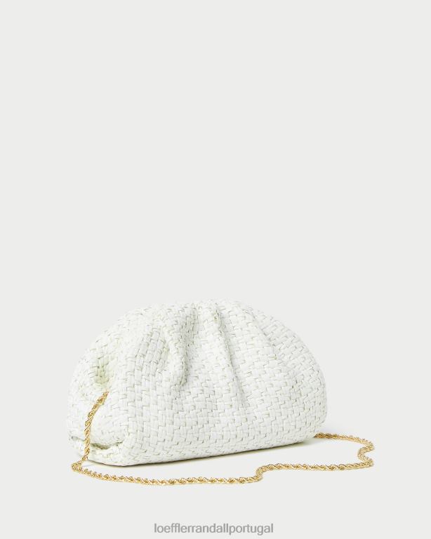 Loeffler Randall mulheres clutch cúpula bailey ráfia bolsas branco FF0JR398