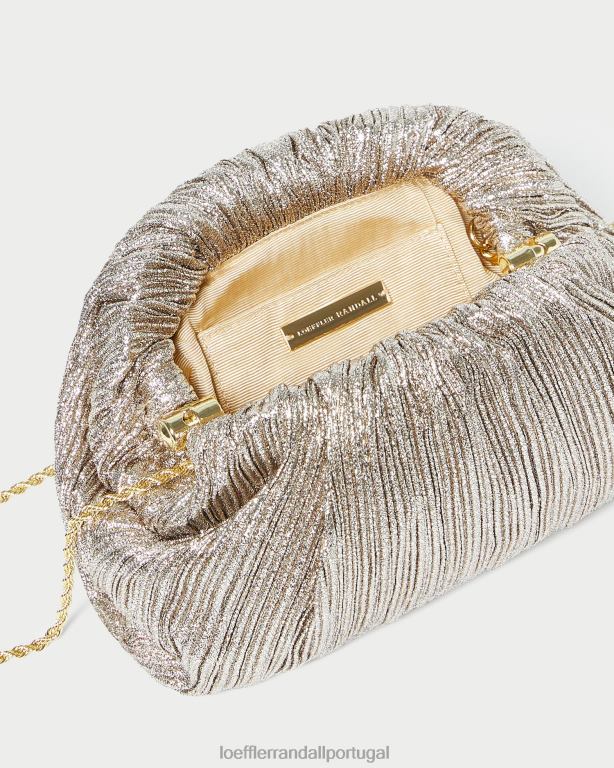 Loeffler Randall mulheres clutch cúpula plissada bailey bolsas champanhe FF0JR386