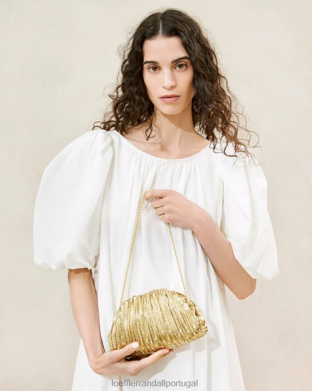 Loeffler Randall mulheres clutch cúpula plissada bailey bolsas ouro FF0JR397