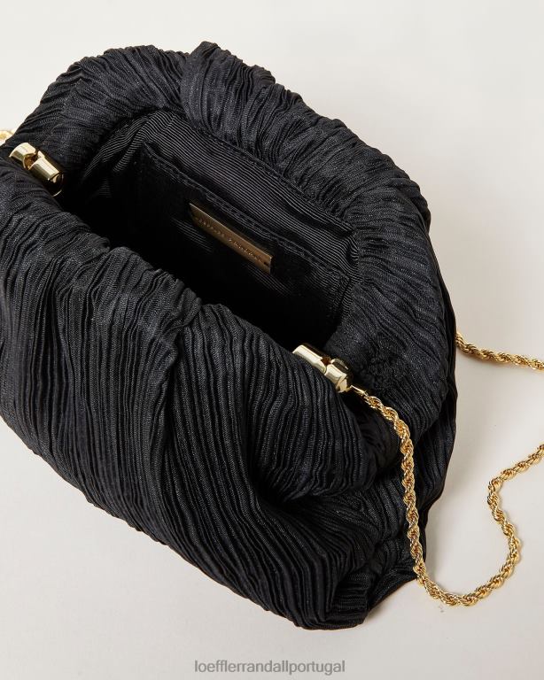 Loeffler Randall mulheres clutch cúpula plissada bailey bolsas preto FF0JR354