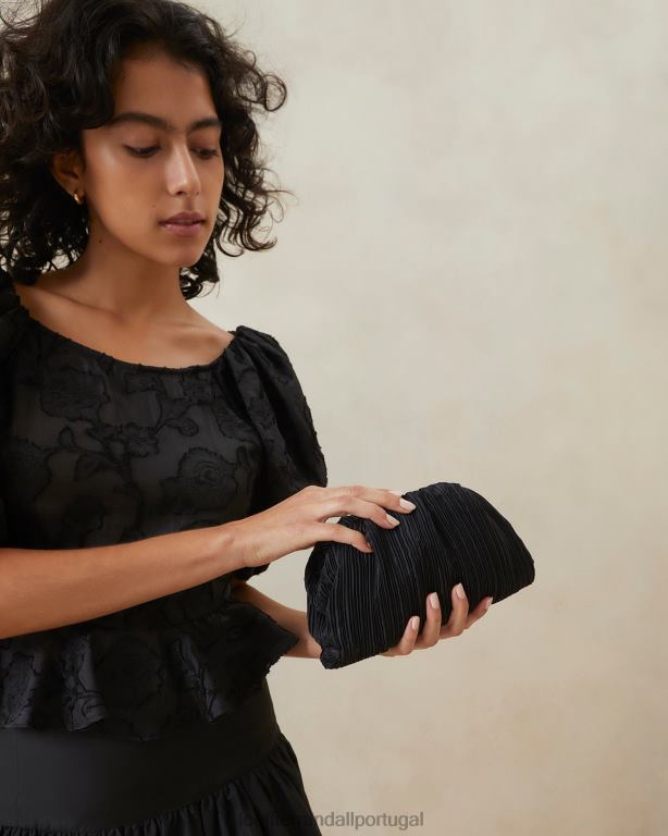 Loeffler Randall mulheres clutch cúpula plissada bailey bolsas preto FF0JR354