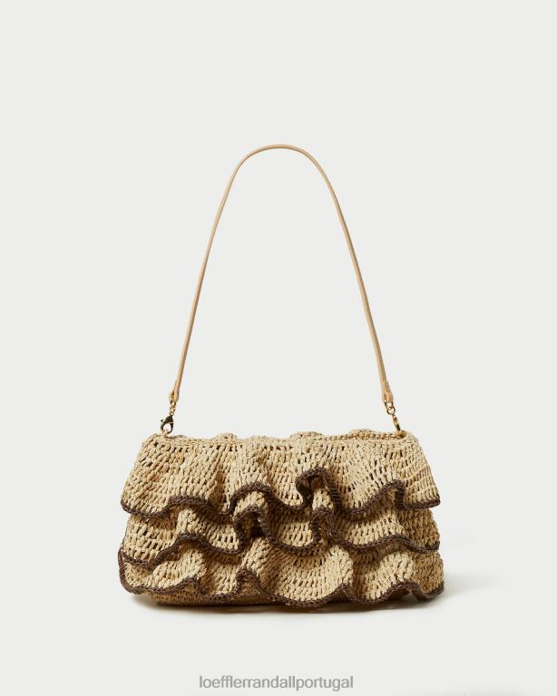 Loeffler Randall mulheres clutch odette com babados bolsas natural/marrom FF0JR374