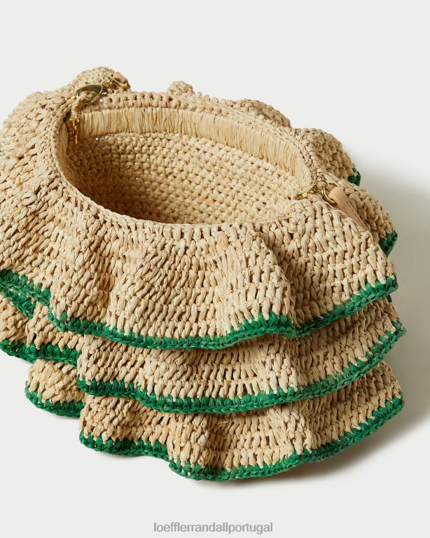 Loeffler Randall mulheres clutch odette com babados bolsas natural/verde FF0JR373