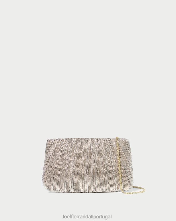 Loeffler Randall mulheres clutch plissada plana brit bolsas champanhe FF0JR393