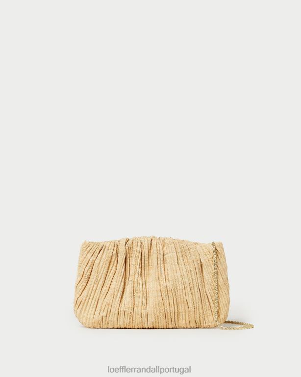 Loeffler Randall mulheres clutch plissada plana brit bolsas natural FF0JR368
