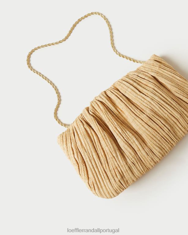 Loeffler Randall mulheres clutch plissada plana brit bolsas natural FF0JR368