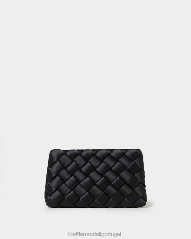 Loeffler Randall mulheres clutch puff em tecido aviva bolsas preto FF0JR355