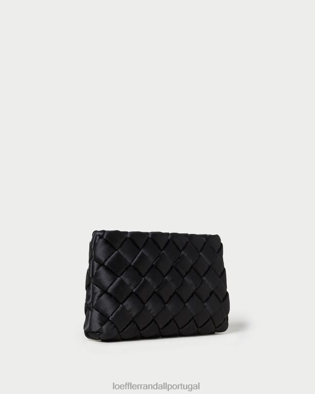 Loeffler Randall mulheres clutch puff em tecido aviva bolsas preto FF0JR355