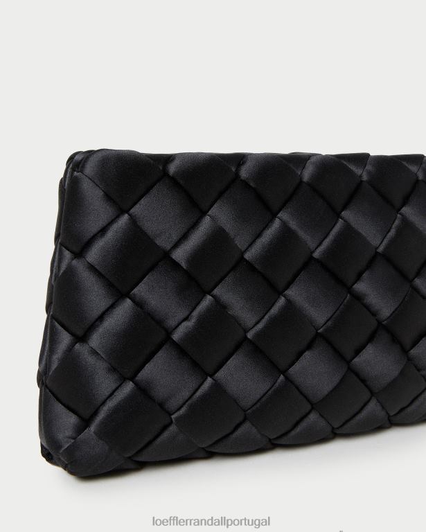 Loeffler Randall mulheres clutch puff em tecido aviva bolsas preto FF0JR355
