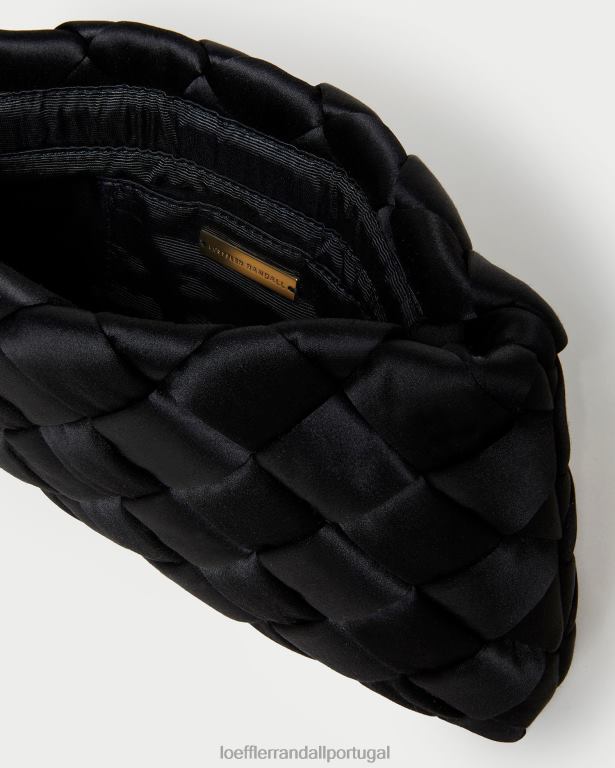 Loeffler Randall mulheres clutch puff em tecido aviva bolsas preto FF0JR355
