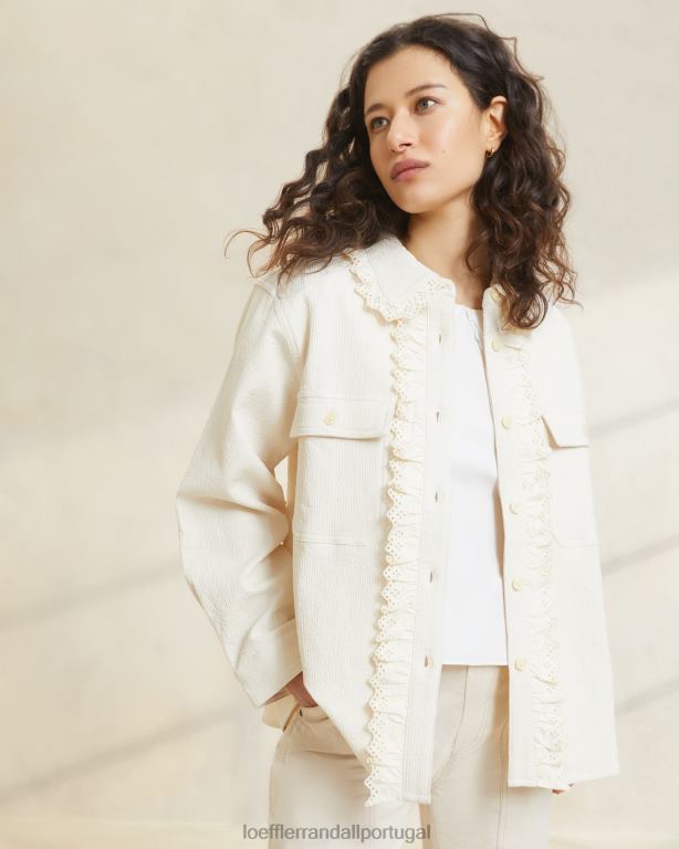 Loeffler Randall mulheres casaco zeke com ilhós roupas cru FF0JR260