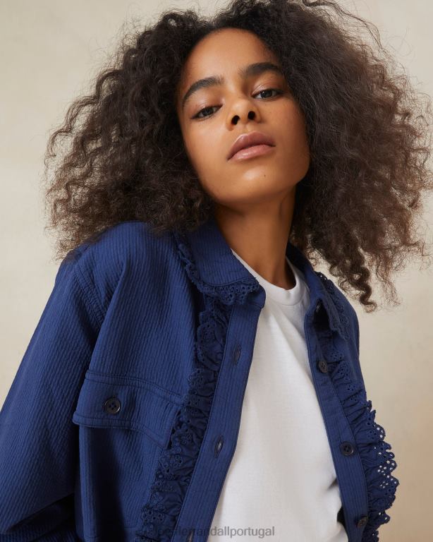 Loeffler Randall mulheres casaco zeke com ilhós roupas índigo FF0JR261