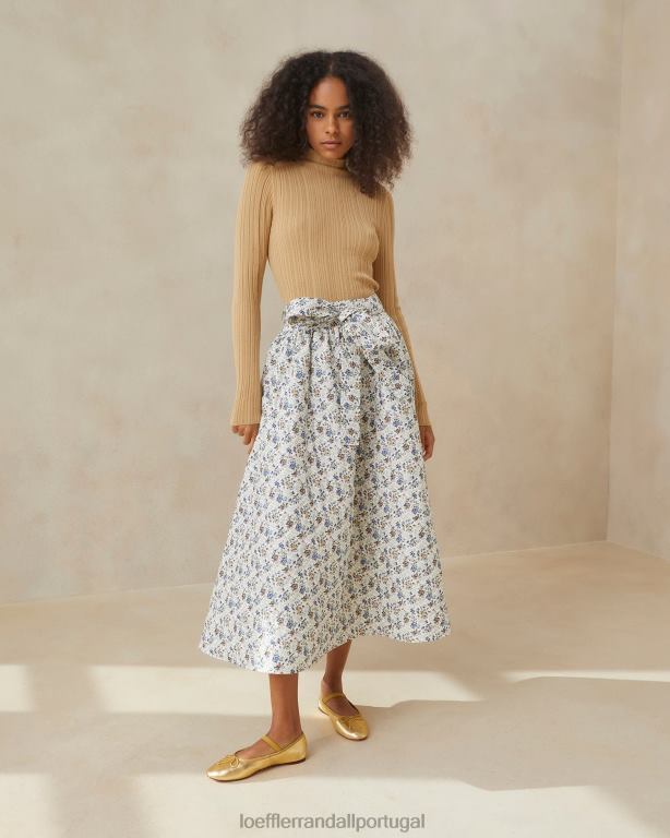 Loeffler Randall mulheres saia acolchoada leigh roupas creme/floral FF0JR244