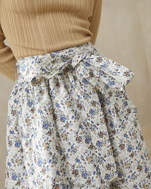 Loeffler Randall mulheres saia acolchoada leigh roupas creme/floral FF0JR244