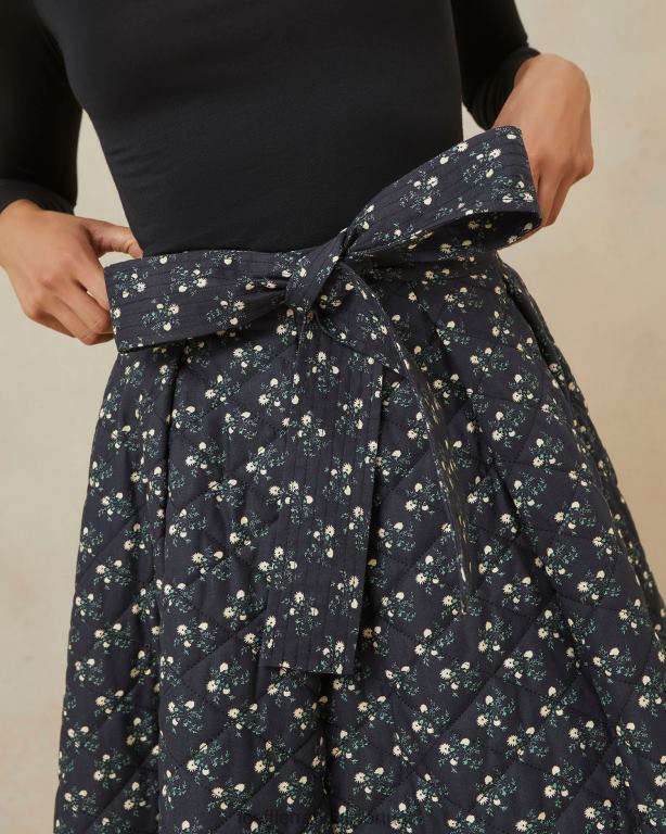 Loeffler Randall mulheres saia acolchoada leigh roupas floral preto FF0JR237