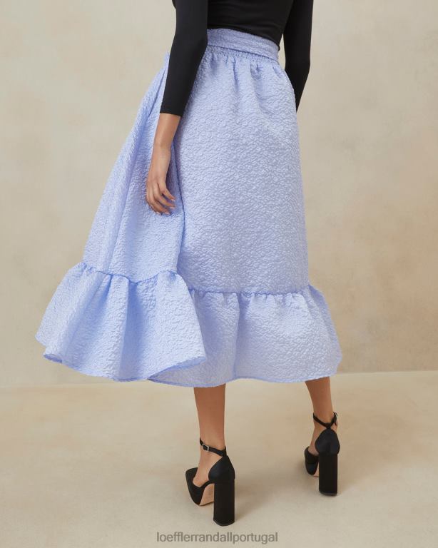 Loeffler Randall mulheres saia circular com babados carrie roupas azul FF0JR249