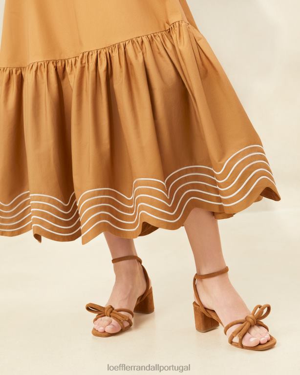 Loeffler Randall mulheres saia com babados opala roupas marrom FF0JR228