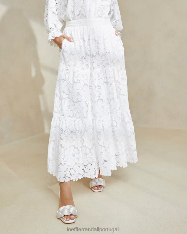 Loeffler Randall mulheres saia luna em renda creme roupas marfim FF0JR217