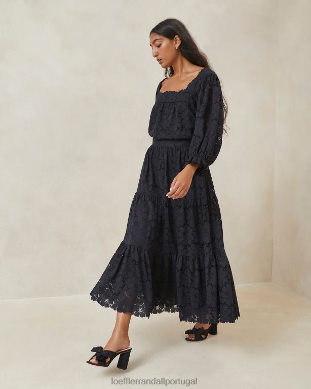 Loeffler Randall mulheres saia luna em renda roupas preto FF0JR243