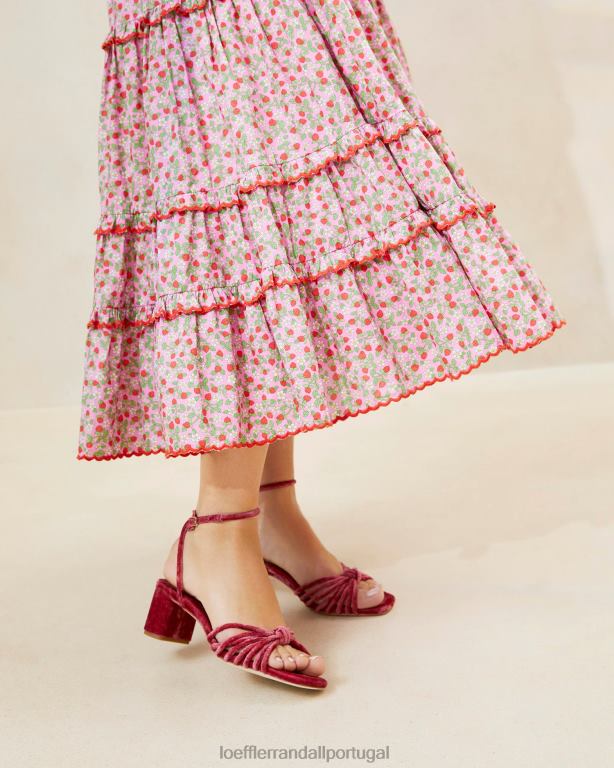 Loeffler Randall mulheres saia midi ellie morango com bainha recortada roupas estampa de morango FF0JR225