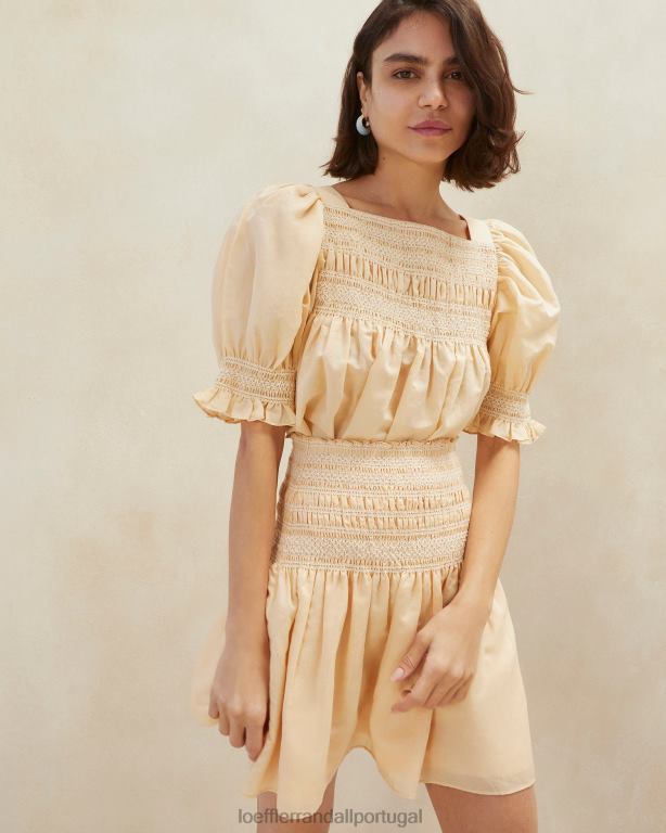 Loeffler Randall mulheres saia smocked Gilles roupas areia/cru FF0JR238