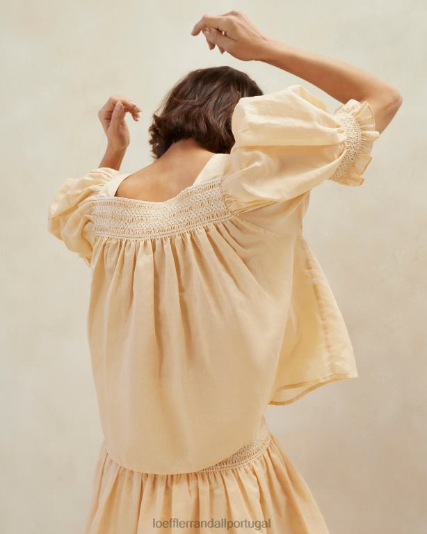 Loeffler Randall mulheres Lydie top com bata roupas areia/cru FF0JR236