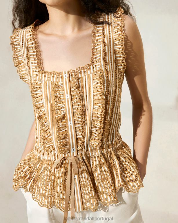 Loeffler Randall mulheres blusa arden d recortada roupas faixa marrom FF0JR214