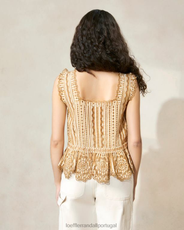 Loeffler Randall mulheres blusa arden d recortada roupas faixa marrom FF0JR214