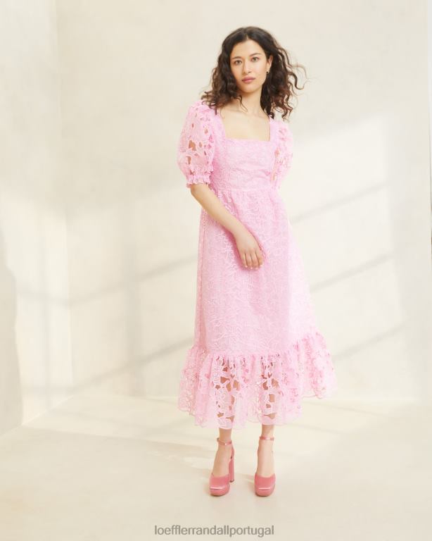 Loeffler Randall mulheres vestido addison manga bufante roupas rosa FF0JR181