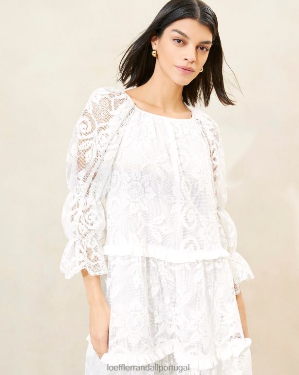 Loeffler Randall mulheres vestido antoinette em renda roupas branco FF0JR187