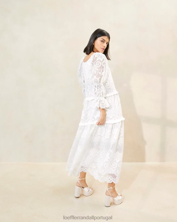 Loeffler Randall mulheres vestido antoinette em renda roupas branco FF0JR187