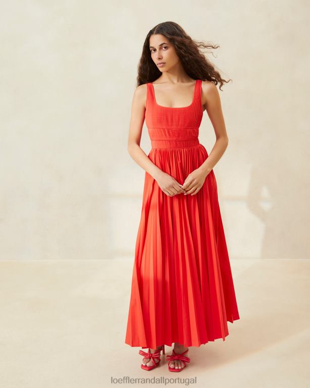 Loeffler Randall mulheres vestido bea plissado roupas papoula FF0JR180