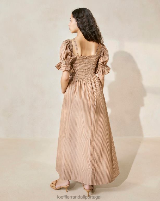 Loeffler Randall mulheres vestido com corpete franzido yael roupas faixa marrom em dois tons FF0JR190