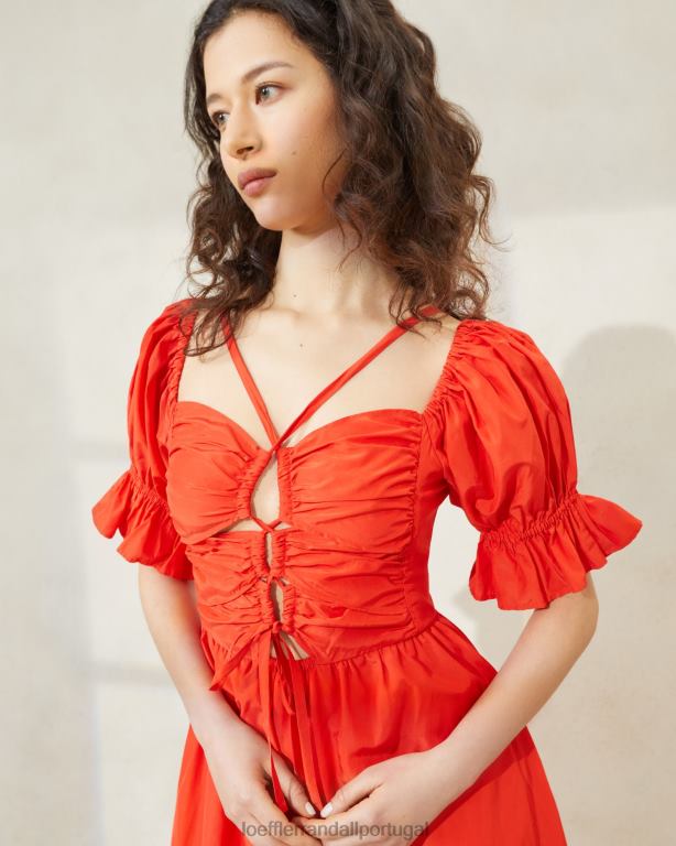 Loeffler Randall mulheres vestido com corpete franzido yael roupas papoula FF0JR177