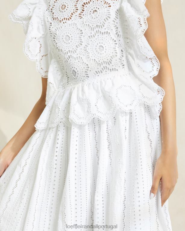 Loeffler Randall mulheres vestido de renda com manga esvoaçante brynn roupas marfim FF0JR173