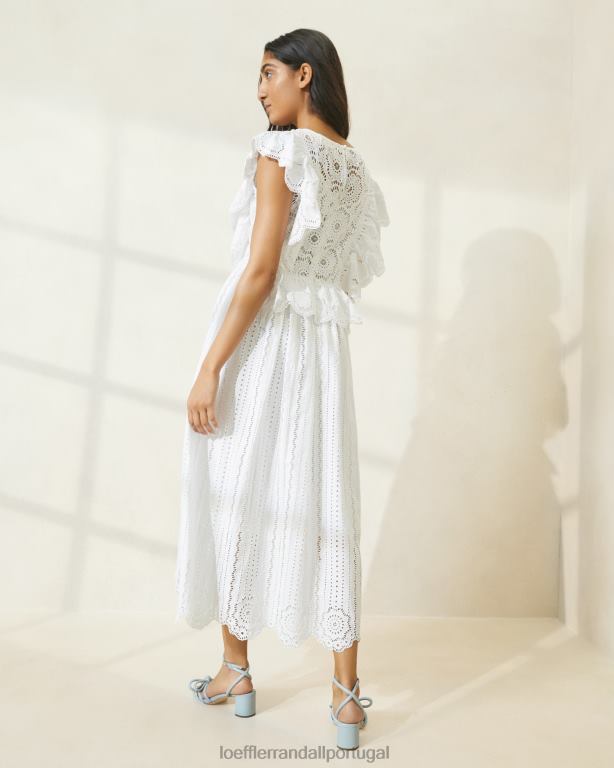Loeffler Randall mulheres vestido de renda com manga esvoaçante brynn roupas marfim FF0JR173