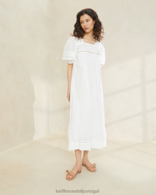 Loeffler Randall mulheres vestido manga bufante agosto roupas branco FF0JR171