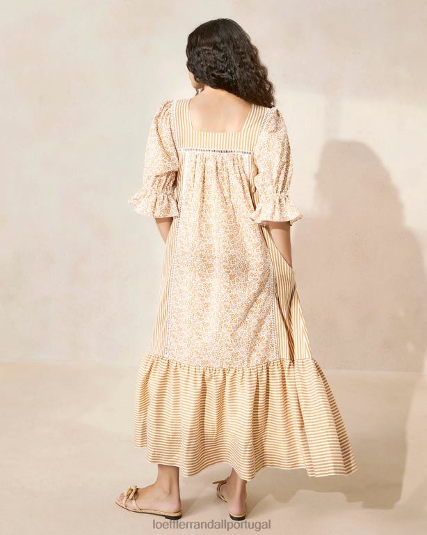 Loeffler Randall mulheres vestido maxi phillipa roupas floral marrom/listra marrom FF0JR184