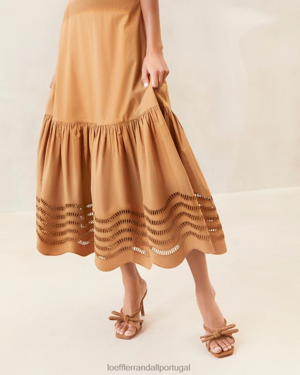 Loeffler Randall mulheres vestido midi bordado carine roupas chocolate FF0JR197