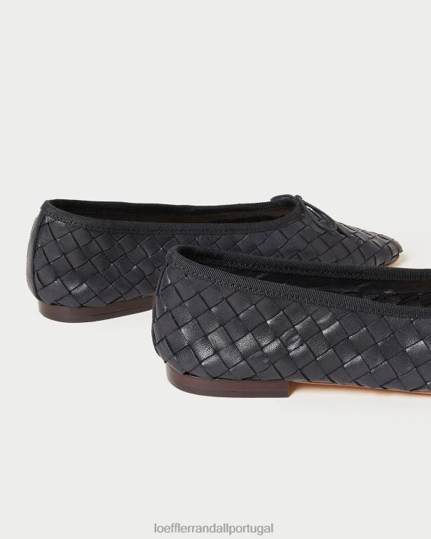Loeffler Randall mulheres Flat de balé tecido landry sapato preto FF0JR306