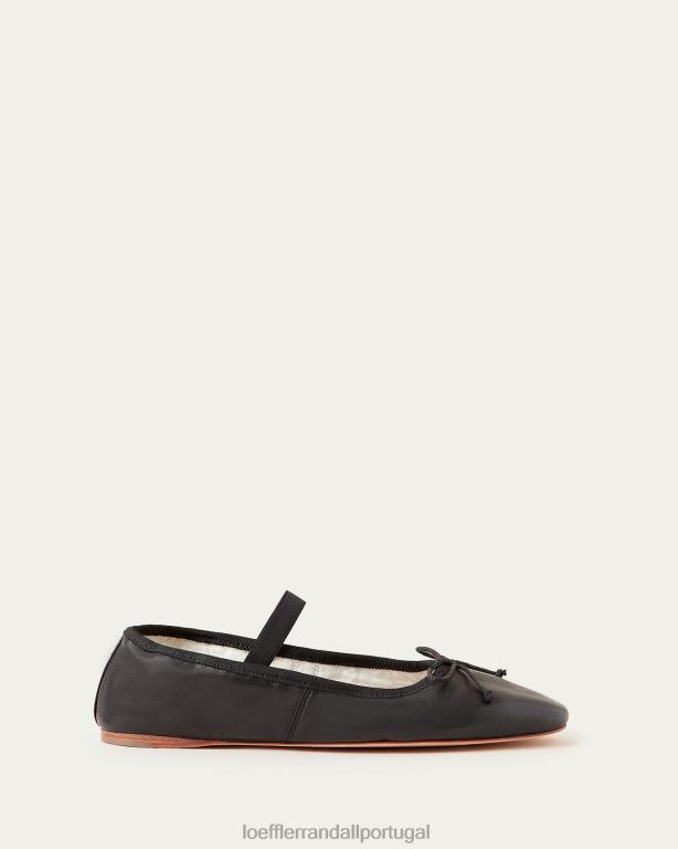 Loeffler Randall mulheres Leonie Ballet Flat sapato couro preto FF0JR293