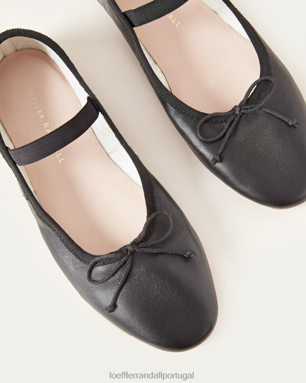 Loeffler Randall mulheres Leonie Ballet Flat sapato couro preto FF0JR293