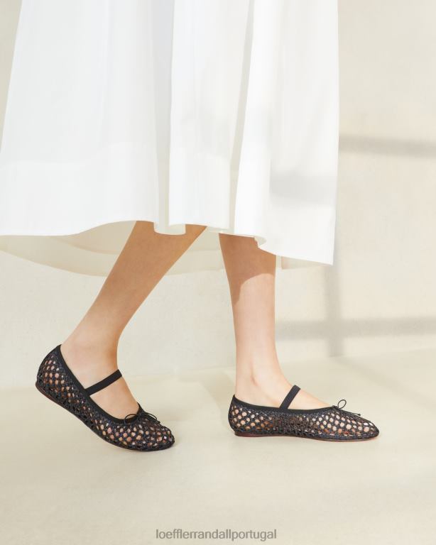 Loeffler Randall mulheres Leonie Ballet Flat sapato crochê preto FF0JR301