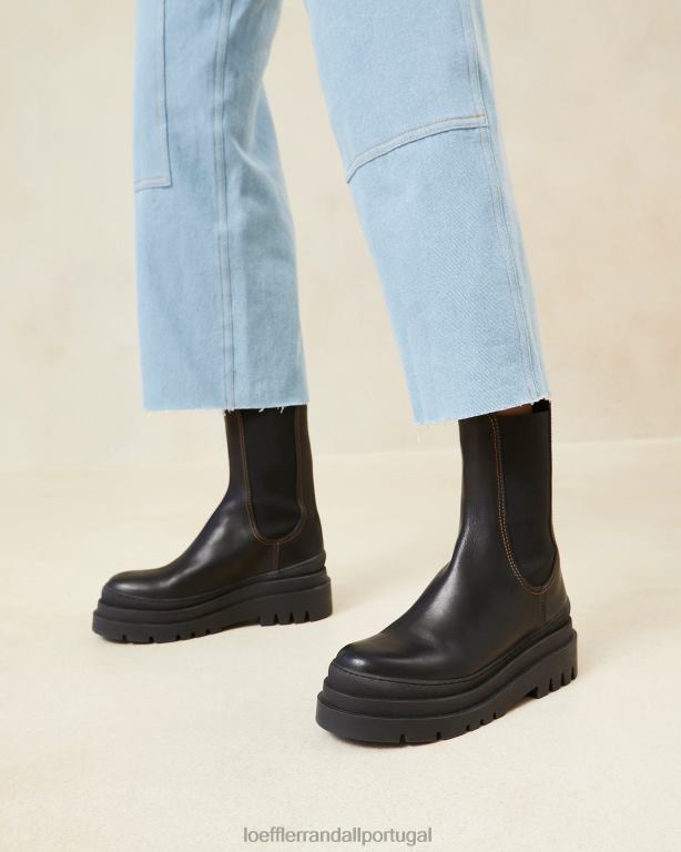 Loeffler Randall mulheres bota carlota chunky lug sapato preto FF0JR291