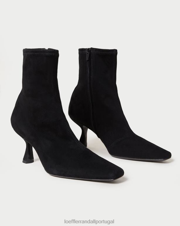 Loeffler Randall mulheres botinha curvada de camurça thandy sapato preto FF0JR289