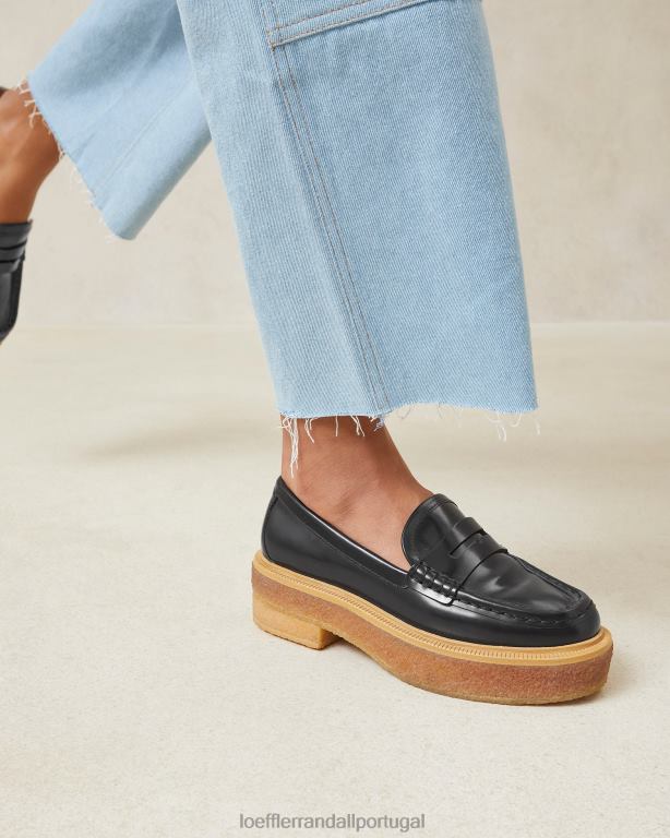 Loeffler Randall mulheres mocassim plataforma rikki sapato preto FF0JR311